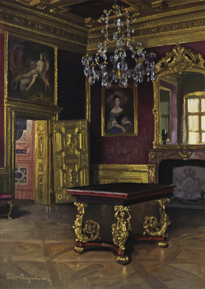 A Bedroom in the Residence, Munich, Decorated 1665-67 from designs by Barelli, altered in 1681 (colour litho)