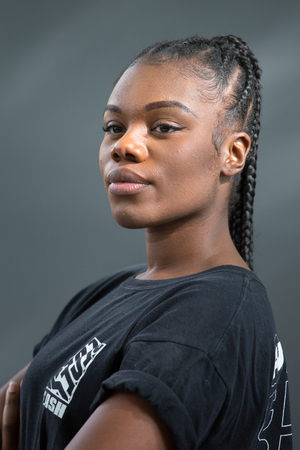 Tania Nwachukwu, English poet, with poet Rachel Long, founder of Octavia poetry collective, Edinburgh International book festival, August 2019 (photo)