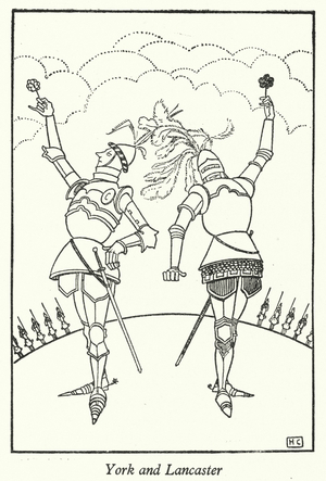 York and Lancaster, illustration for 'Crusaders' by Hugh Chesterman, 1946 (litho)