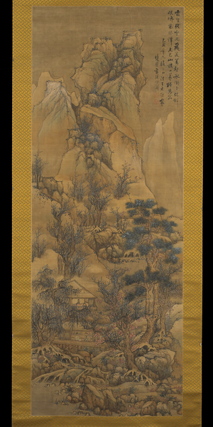 Thatched Huts Among Ridges in Winter, 1649 (ink & colour on silk)