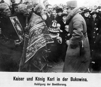 Emperor Charles I. in the Bukovina, 1918 (b/w photo)