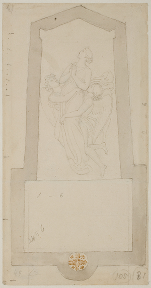 A Departed Spirit uplifted by Two Angels, 1797-98 (graphite & wash on paper)