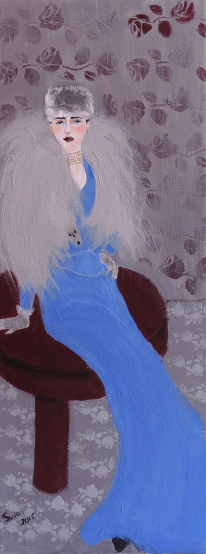 Lady with Fur hat and stole, 2015, (acrylic on canvas)