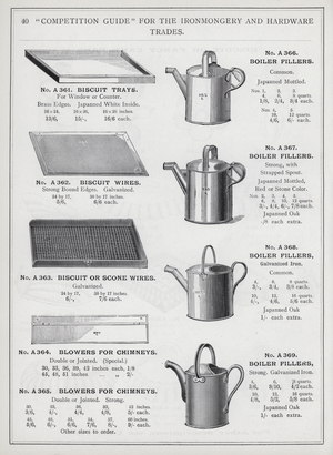 Page of catalogue for the Ironmongery and Hardware Trades, c 1895 (litho)