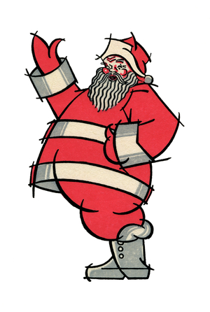 Vintage Jolly Santa Claus, 1950s (screen print)