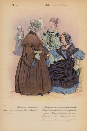 French fashion: 1836, Louis-Philippe (colour litho)