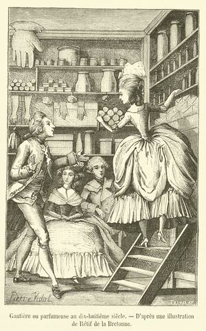 Gantiere ou parfumeuse au dix-huitieme siecle (engraving)