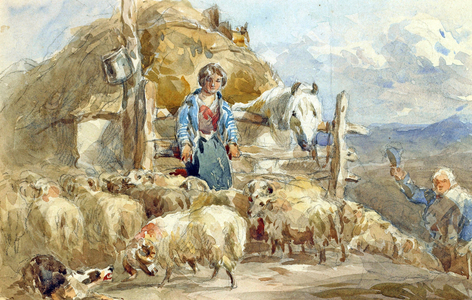 A Highland Cottage Farm, c.1870 (watercolour over pencil on paper)
