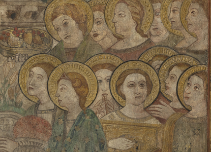 Detail from the murals over the altar of the main chapel, Basílica Menor y Parroquia Mayor de Santa María de la Asunción, Arcos de la Frontera, Andalucía, Cádiz, Spain (photo)