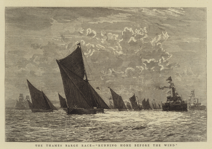 The Thames Barge Race, "Running Home before the Wind" (engraving)