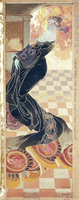 Lady in Black Gown, c.1900 (gouache on paper)