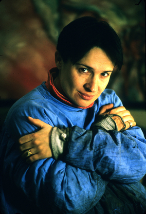 Lydie Arickx french painter here in 1986 in her workshop