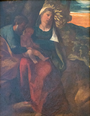 Holy family, 1515-16 circa, Dosso Dossi (oil on panel)