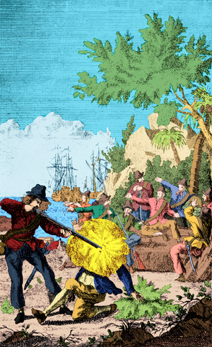 Ned Low 's crew killing a wounded Spaniard.