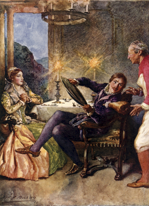 Katharina and Petruchio (colour litho)