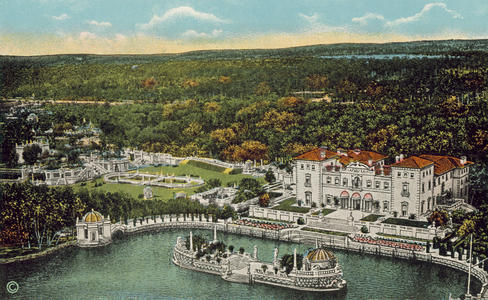 Miami, Florida, c 1925: Grounds of the Beautiful Deering Villa (colour photo)