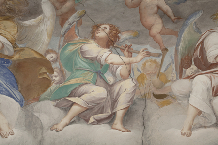 Angels, musician angels and puttos, detail of Paradise with eternal Father, c.1623-34 (fresco) (detail of 3496185)