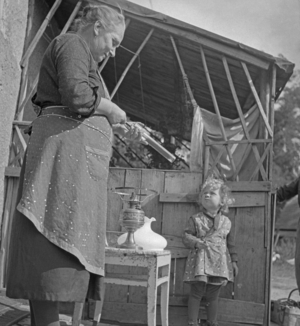 Peasant woman assembles a kerosene lamp in Osdorf near Berlin, 1933 (photo)