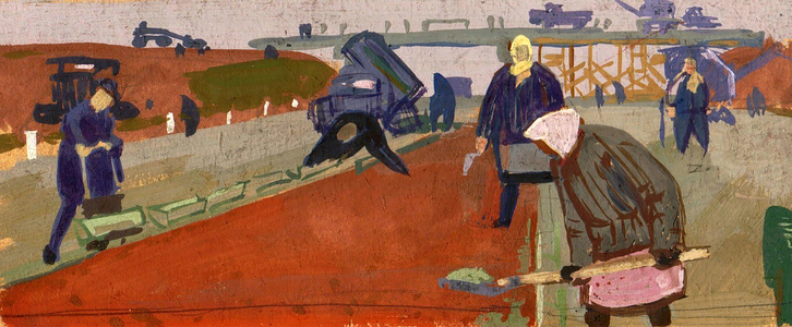 Laying Asfalt, 1964 (oil on card)