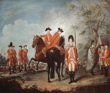 Two Horses of the Regiment, 25th Regiment of Foot, Menorca, c.1769 (oil on canvas)
