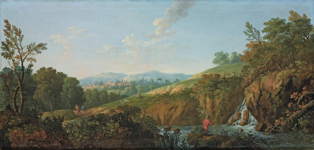 Wooded river landscape (oil on canvas) (pair to 869299)