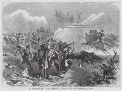 Fighting at Montrouge, Paris Commune, 3 April 1871 (engraving)
