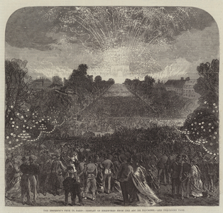 The Emperor's Fete in Paris, Display of Fireworks from the Arc de Triomphe (engraving)