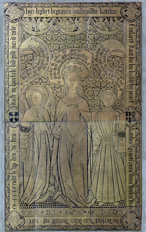 Copper tomb slab of Kateliine d'Ault, ca 1461