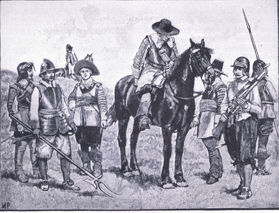 Types of Cromwellian Soldiery, illustration from The History of the British People published by Waverley, c.1940 (litho)
