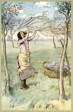 I wash, wring .. And do it all myself, from The Merry Wives of Windsor, pub. 1910 (colour litho)