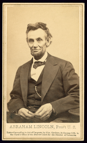 Portrait of Lincoln by Alexander Gardner, 1865 (albumen print)