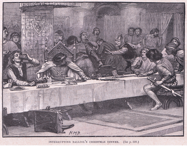 Interupting Balliol's Christmas dinner AD 1332 (litho)