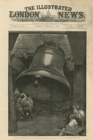 Testing of the great bell for St Paul's Cathedral (engraving)