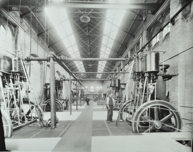 Southern Outfall Sewer, Crossness: interior of the engine house, 1894 (b/w photo)
