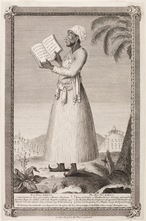 Portrait of the Rev. Mr Aaron. South Indian Christian, ordained minister at Tranquebar 1733