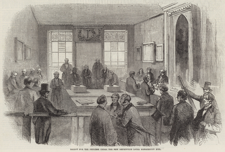 Ballot for the Officers under the New Metropolis Local Management Bill (engraving)