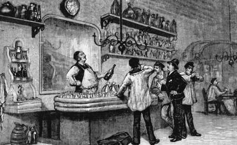 The interior of a French bar, 1850
