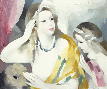 Woman with a Dog and Young Girl, 1931 (oil on canvas)