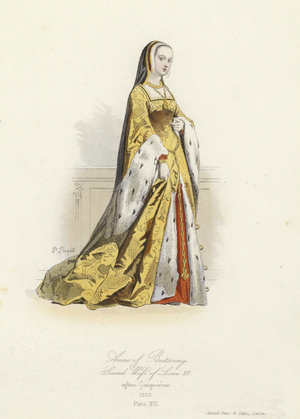 Anne of Brittany, second wife of Louis XII of France (coloured engraving)