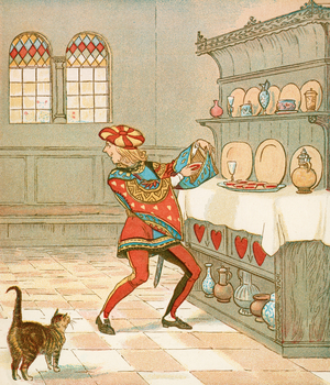 The Knave of Hearts He Stole those Tarts (colour litho)