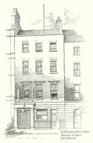 Sir Benjamin West's House, Newman Street, London (litho)