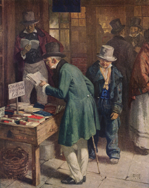 Dickens' Oliver Twist: The bookshop (colour litho)