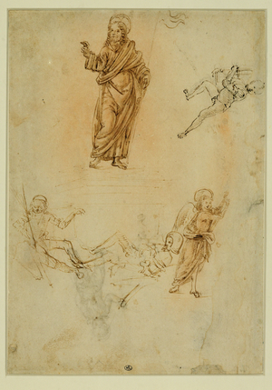 Christ' s Resurrection;an angel;a naked child running towards the left …