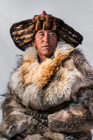 A portrait of a Kazakh eagle hunter in western Mongolia., 2016 (photo)