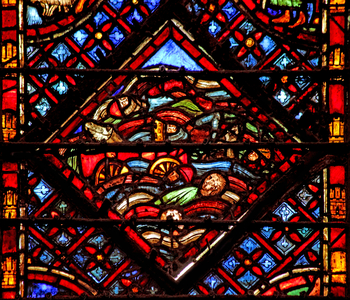 Window w2 Pharaoh's army drowns in the Red Sea (stained glass)