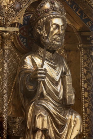 Parish church (Église Saint-Sébastien). Reliqauary (La châsse de saint Remacle). Detail. 1268 (photo)