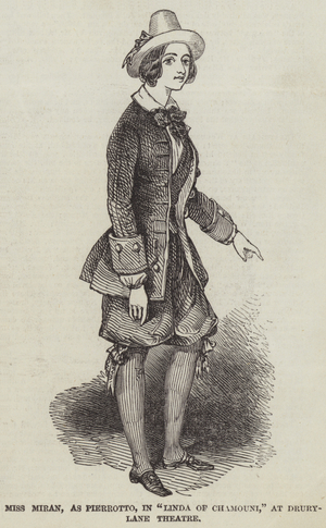 Miss Miran, as Pierrotto, in "Linda of Chamouni," at Drury-Lane Theatre (engraving)