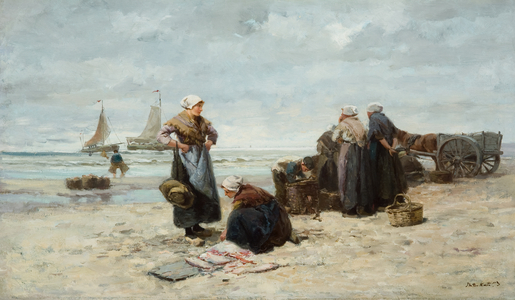 Waiting for the Boats (oil on canvas)
