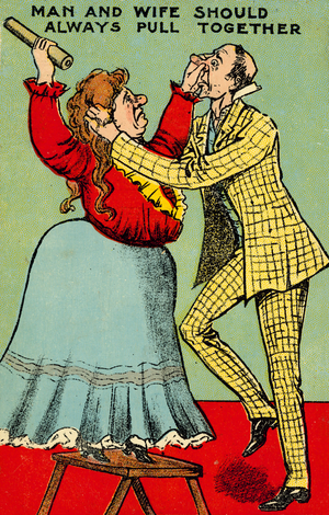 Man and wife should always pull together (colour litho)