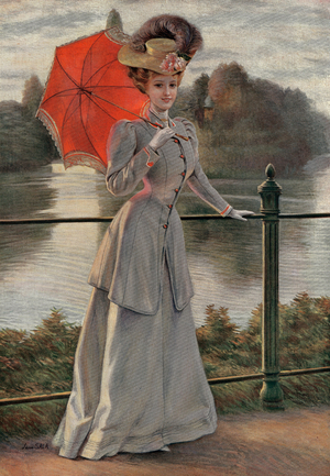 Woman suit by High Life Tailor in Paris, 1905, illustration by Jean Sala
